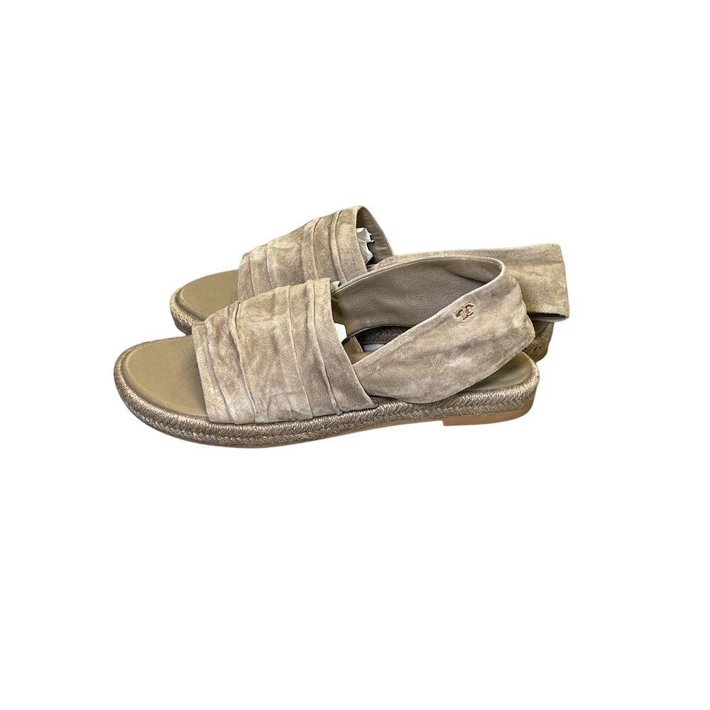 Tory Burch Gathered Slingback Strap Coastal Suede Espadrille Sandals Size 7.5